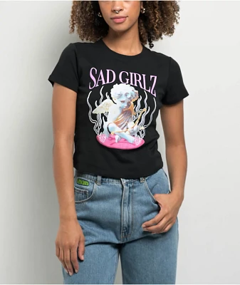 SAD BOYZ By Junior H SAD GIRLZ Cherub Black Crop T-Shirt