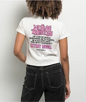 SAD BOYZ By Junior H SAD GIRLZ White & Pink Crop T-Shirt