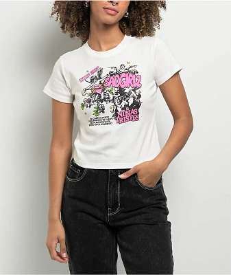 SAD BOYZ By Junior H SAD GIRLZ White & Pink Crop T-Shirt