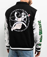 SAD BOYZ by Junior H Arrows Black & White Varsity Jacket