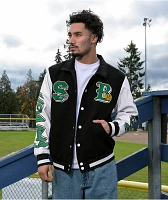 SAD BOYZ by Junior H Arrows Black & White Varsity Jacket