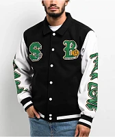 SAD BOYZ by Junior H Arrows Black & White Varsity Jacket