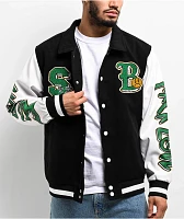 SAD BOYZ by Junior H Arrows Black & White Varsity Jacket