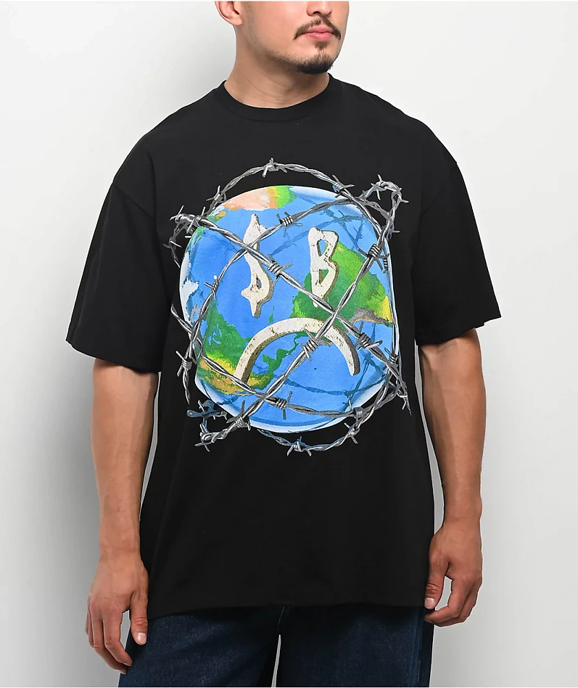 SAD BOYZ by Junior H Barbed Wire World Black T-Shirt