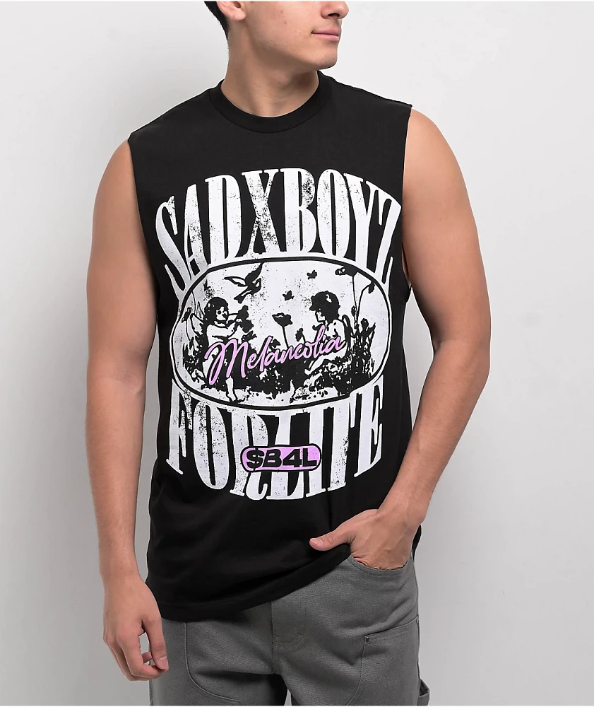 SAD BOYZ by Junior H Garden Black Tank Top