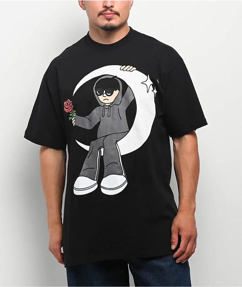 SAD BOYZ by Junior H Half Moon Black T-Shirt