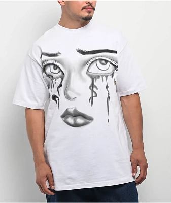 SAD BOYZ by Junior H Love N Money Tears White T-Shirt