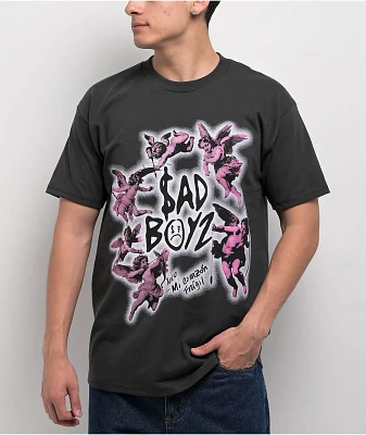 SAD BOYZ by Junior H Pink Cherub Charcoal T-Shirt