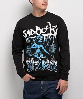 SAD BOYZ by Junior H Pray El Azul Black Long Sleeve T-Shirt