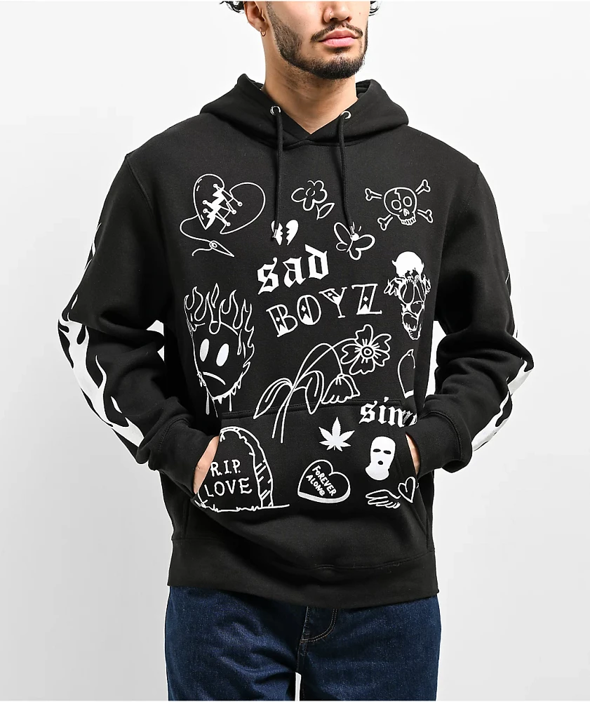 SAD BOYZ by Junior H RIP Love Black Hoodie