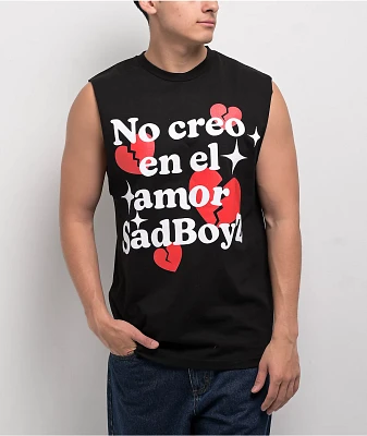SAD BOYZ by Junior H Rose Black Tank Top