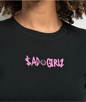 SAD BOYZ by Junior H SAD GIRLZ Flower Black Crop T-Shirt