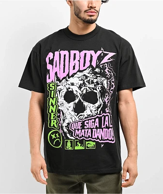 SAD BOYZ by Junior H Skull Black T-Shirt