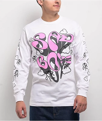 SAD BOYZ by Junior H Trippy Wiggles White Long Sleeve T-Shirt