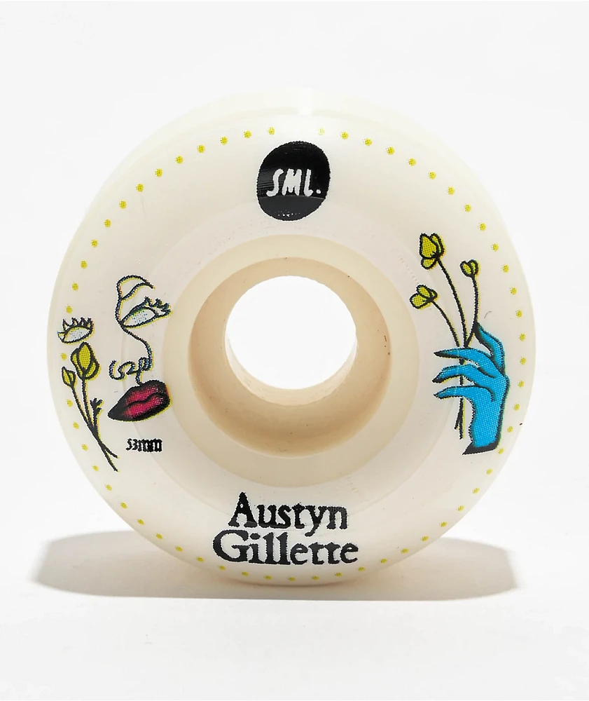 SML. Lucidity Series Gillette 53mm 99a V Cut White Skateboard Wheels