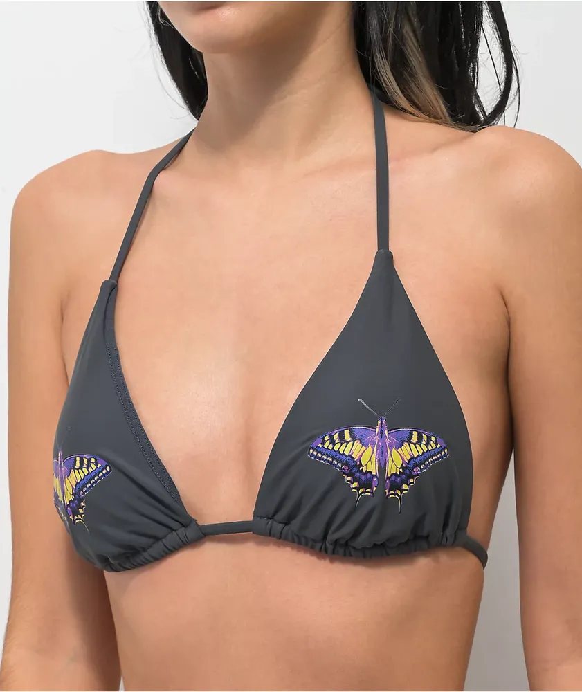 SWIXXZ Butterfly Grey Triangle Bikini Top