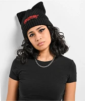 SWIXXZ Cat Ear Fold Black Beanie