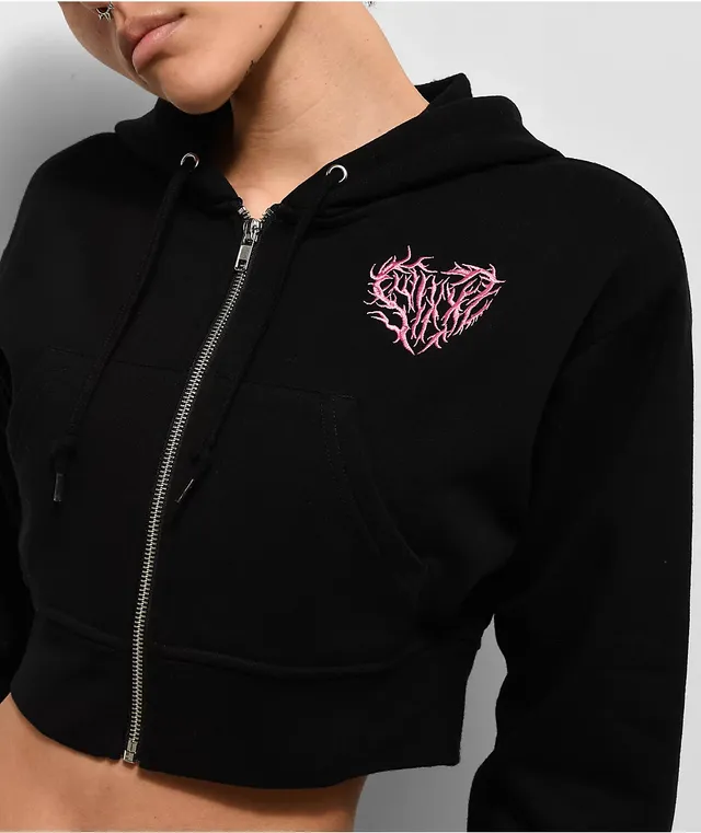 SWIXXZ Spider Black Crop Hoodie