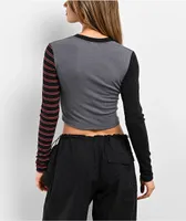 SWIXXZ Creepy Chrome Grey Long Sleeve Crop T-Shirt