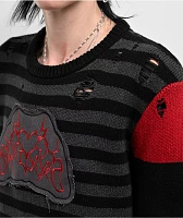 SWIXXZ Cyber Heart Black Stripe Sweater