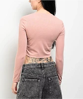 SWIXXZ Dark Castles Pink Long Sleeve Crop T-Shirt