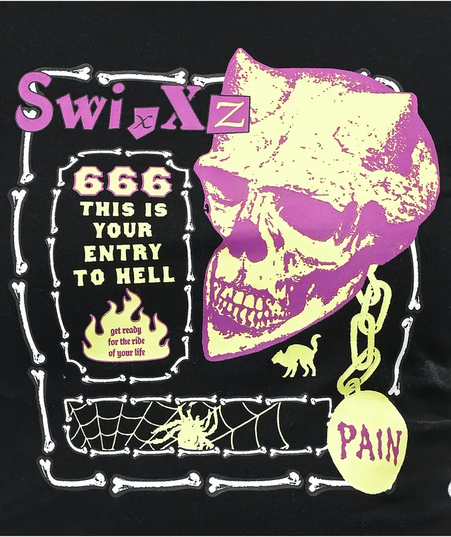 SWIXXZ Skull Black Crop T-Shirt
