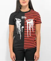 SWIXXZ Eyes Split Red & Black Stripe T-Shirt