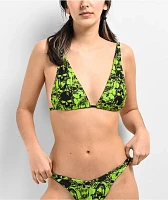 SWIXXZ Grunge Skull Triangle Green Bikini Top