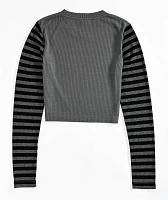 SWIXXZ Heavenly Grey Stripe Long Sleeve T-Shirt