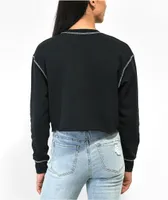 SWIXXZ I'm With The Band Black Crop Crewneck Sweatshirt