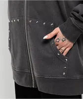 SWIXXZ Lighter Studded Grey Zip Hoodie