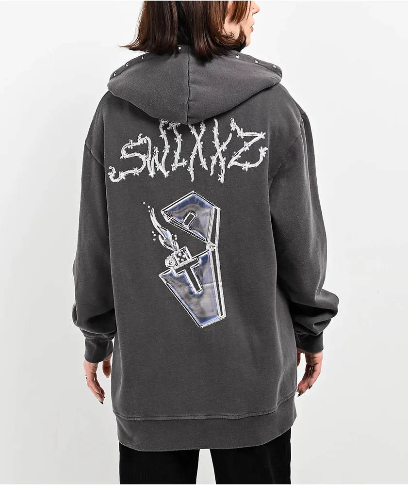 SWIXXZ Spider Black Crop Hoodie