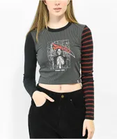 SWIXXZ Reaper Mixed Grey & Black Crop Long Sleeve T-Shirt