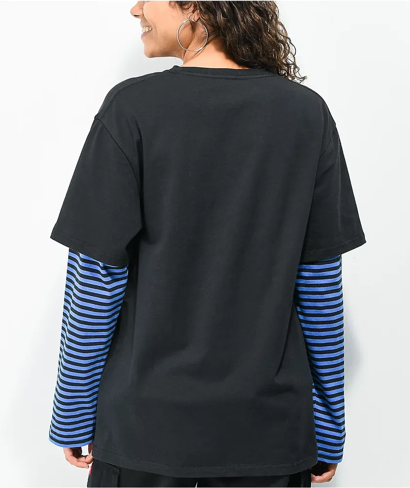 SWIXXZ Reaper Stack Black & Blue Layered Long Sleeve T-Shirt