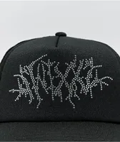 SWIXXZ Rhinestone Logo Black Trucker Hat