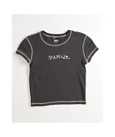 SWIXXZ Rhinestone Wings Grey Crop T-Shirt