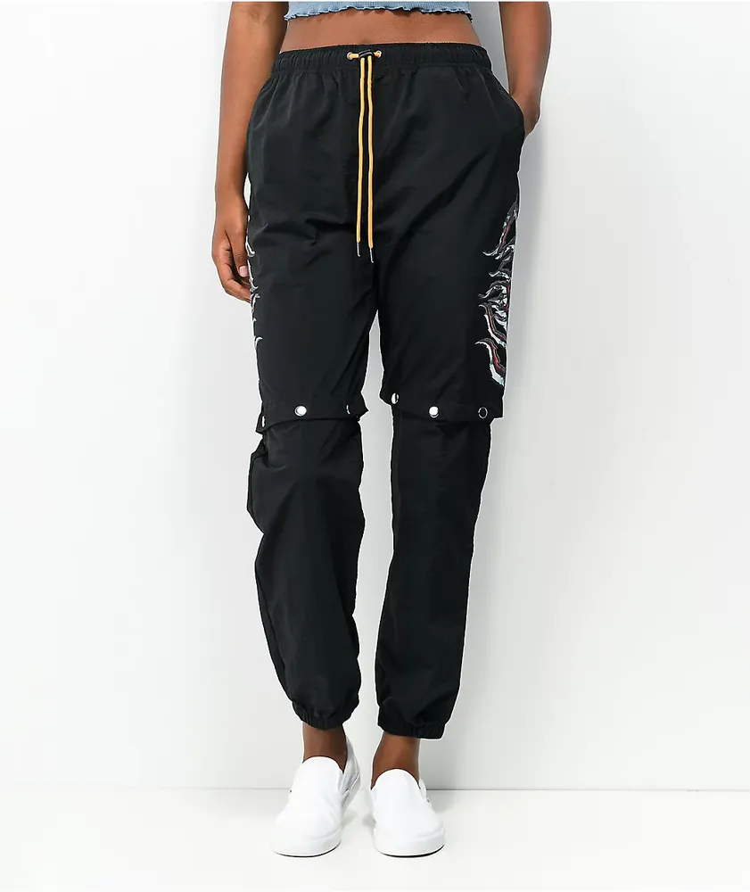 Hot Topic Black Grommet Straps & Zippers Jogger Pants