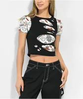 SWIXXZ Slashed Black & White Stacked Crop Top