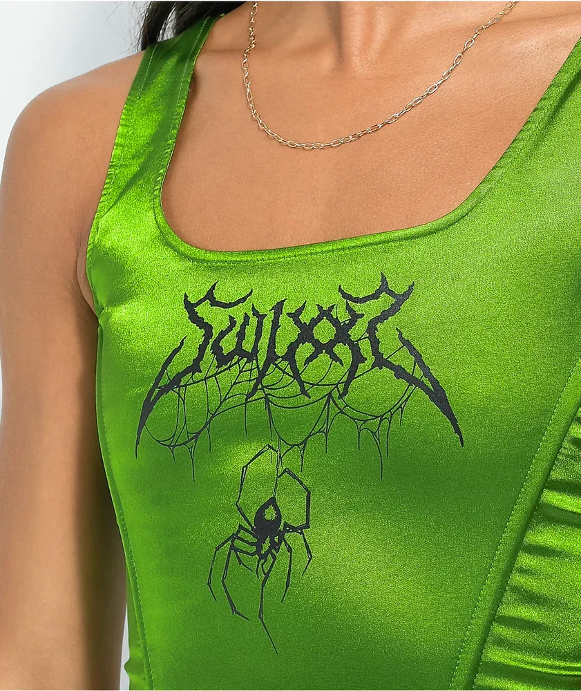 SWIXXZ Spider Green Corset Tank Top