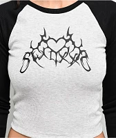 SWIXXZ Spinal Raglan Grey Long Sleeve Crop T-Shirt