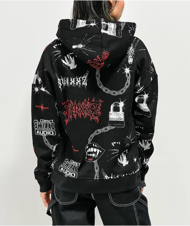 SWIXXZ Spider Black Crop Hoodie