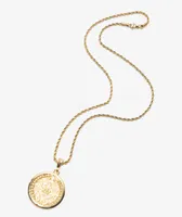 Saint Midas Aztec Calendar 20" Gold Chain Necklace