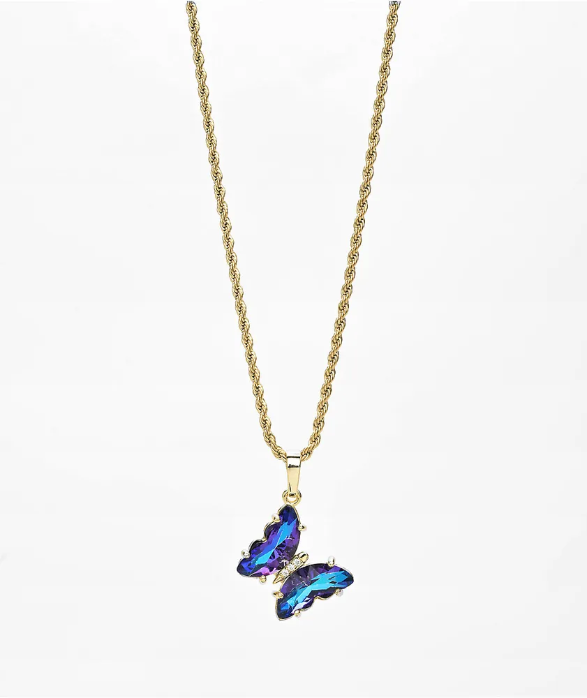 3/8 CT. T.W. Multi-Diamond Butterfly Necklace in 10K Rose Gold | Zales