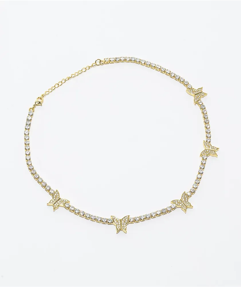Saint Midas Butterfly 18" Tennis Chain Necklace