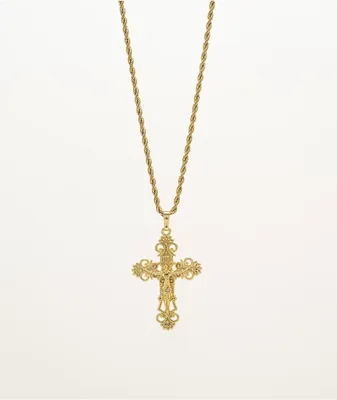 Saint Midas Cross 10" Gold Chain Necklace