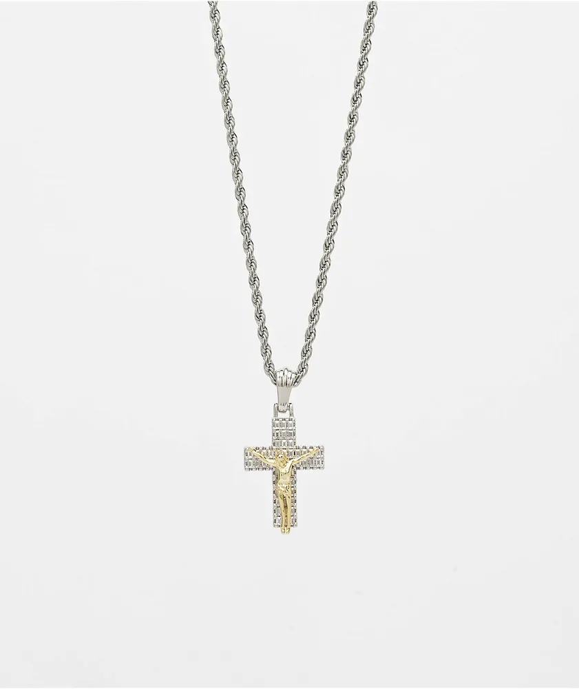 Saint Midas Crucifix 20 Silver Chain Necklace