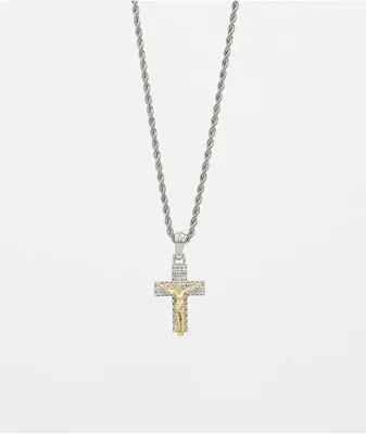 Saint Midas Crucifix 20" Silver Chain Necklace