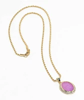 Saint Midas Crystal Guadalupe Purple 20" Gold Chain Necklace