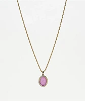 Saint Midas Crystal Guadalupe Purple 20" Gold Chain Necklace
