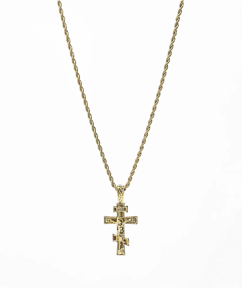 Saint Midas Diamond Crucifix 10" Gold Pendant Necklace